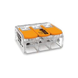 Conector Rápido Con Palanca 3 Vias, Ø Maximo 6 Mm²,  450 V , 41 A, Transparente, 22,9 X 21,1 X 10,1 Mm