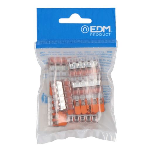 Conector Rápido Con Palanca 5 Vias, Ø Maximo 4 Mm²,  450 V , 32 A, Transparente, 30 X 18,6 X 8,4 Mm, 10 Uds