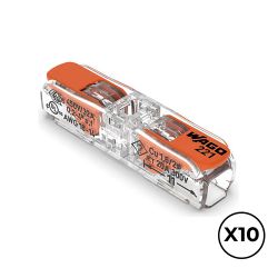 Conector Rápido En Linea Con Palanca 2 Vias, Ø Maximo 4 Mm²,  450 V , 32 A, Transparente, 8,1 X 35,5 X 8,9 Mm, 10 Uds