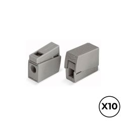 Conector Rápido En Linea Presilla 2 Vias, 1 Rígido + 1 Rígido, Semirígido O Flexible, Ø Máximo 2,5 Mm², Gris, 10 Uds