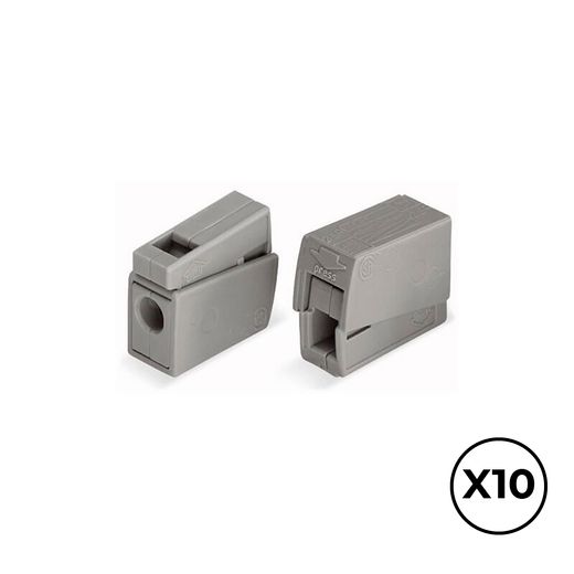 Conector Rápido En Linea Presilla 2 Vias, 1 Rígido + 1 Rígido, Semirígido O Flexible, Ø Máximo 2,5 Mm², Gris, 10 Uds