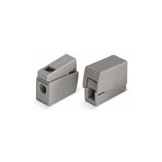 Conector Rápido En Linea Presilla 2 Vias, 1 Rígido + 1 Rígido, Semirígido O Flexible, Ø Máximo 2,5 Mm², Gris