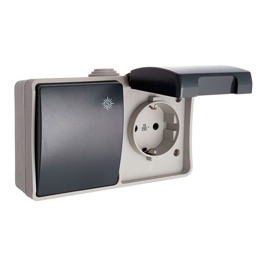 Conmutador + Base Fija Estanca, T/Tl 16 A 250 V Ip44