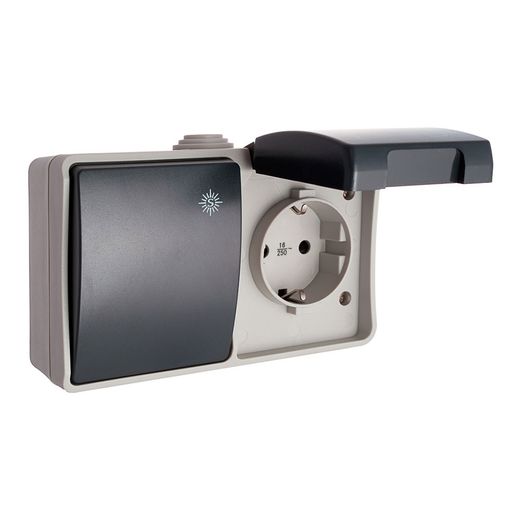 Conmutador + Base Fija Estanca, T/Tl 16 A 250 V Ip44