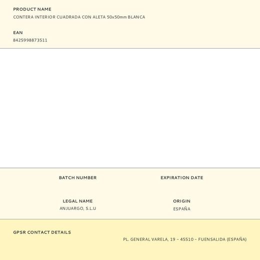 Contera Interior Cuadrada Con Aleta 50X50Mm Blanca