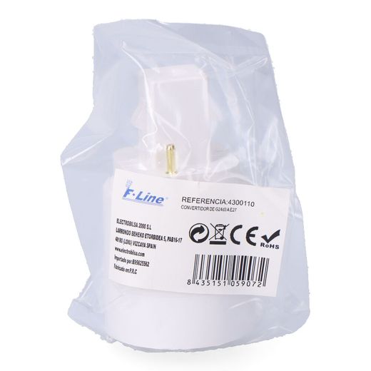 Convertidor De G24D3 A E27, 2 A 230 V, Blanco, Ø37 X 67 Mm (Retractilado)