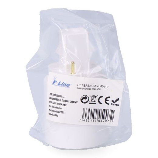 Convertidor De G24D3 A E27, 2 A 230 V, Blanco, Ø37 X 67 Mm (Retractilado)