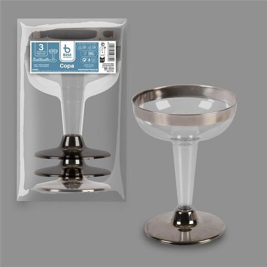 Copa Baja Reutilizable 100Cc, 3 Uds