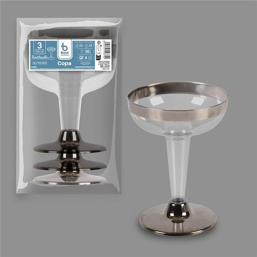 Copa Baja Reutilizable 100Cc, 3 Uds