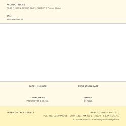 Cordel Rafia Negro 600/1 Calibre 1,7 Mm X 120 M