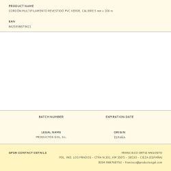 Cordón Multifilamento Revestido Pvc Verde, Calibre 5 Mm X 100 M