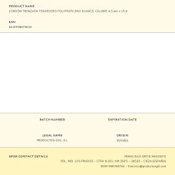 Cordón Trenzada Tendedero Polipropileno Blanco, Calibre 4,5 Mm X 15 M