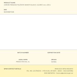 Cordón Trenzado Poliéster Granete Blanco, Calibre 5 Mm X 200 M