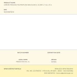 Cordón Trenzado Polipropileno 8842 Blanco, Calibre 1,7 Mm X 25 M