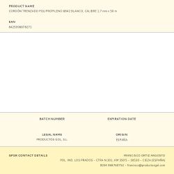 Cordón Trenzado Polipropileno 8842 Blanco, Calibre 1,7 Mm X 50 M