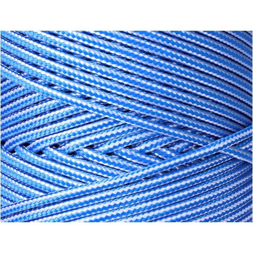 Cordón Trenzado Polipropileno Azul / Blanco, Calibre 5 Mm X 200 M