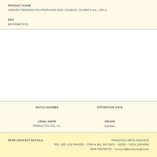 Cordón Trenzado Polipropileno Azul / Blanco, Calibre 5 Mm X 200 M