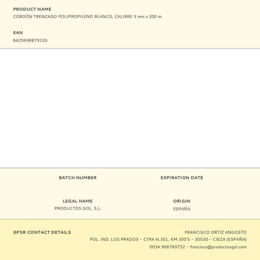 Cordón Trenzado Polipropileno Blanco, Calibre 5 Mm X 200 M