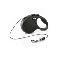 Correa Extensible Flexi Classic Negra, Cinta 5 M, S, Hasta 15 Kg