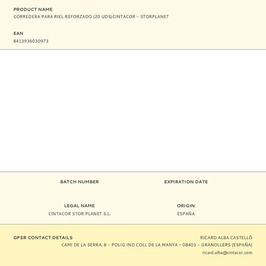 Corredera Para Riel Reforzado Blanco, 20 Uds