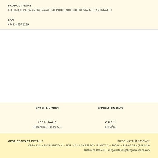 Cortador De Pizza Acero Inoxidable Expert Ø7 X 18,5 Cm