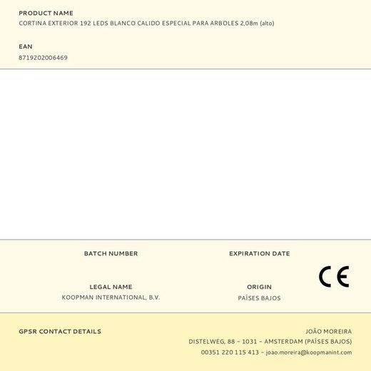 Cortina Exterior, Especial Para Arboles, Blanco Cálido, 192 Leds, 2,08 M