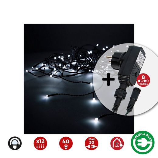 Cortina Icicle Con Programador Easy-Connect 2X0,5M 12 Tiras 40 Leds Blanco Frío