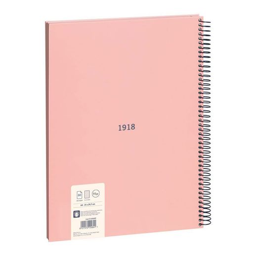 Cuaderno A4 Con Espiral Cuadriculado 5 X 5 Mm Rosa