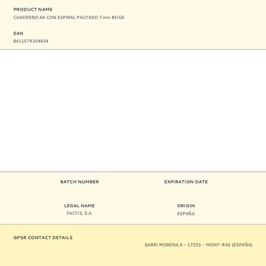 Cuaderno A4 Con Espiral Pautado 7 Mm Beige