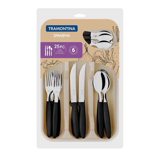Cubertería 25 Piezas Ipanema Negro