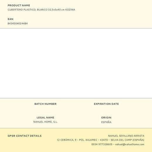 Cubertero Plástico Blanco 32,5 X 5 X 40 Cm