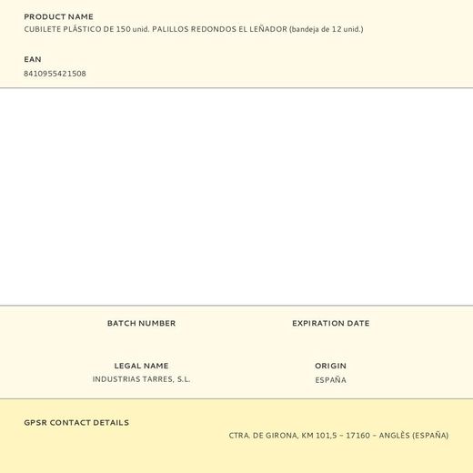 Palillos Redondos El Leñador Cubilete De Plástico Con 150 Uds, Expositor 12 Uds