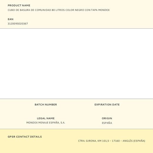 Cubo De Basura De Comunidad 80 Litros Color Negro Con Tapa Mondex