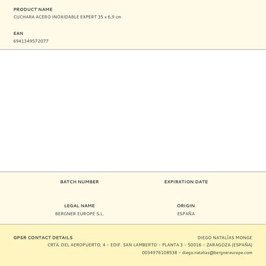Cuchara Acero Inoxidable Expert 35 X 6,9 Cm