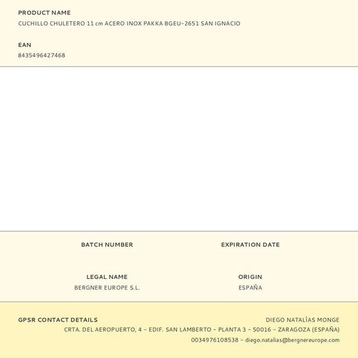 Cuchillo Chuletero Pakka De Acero Inoxidable 11 Cm