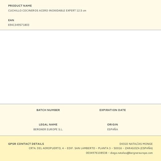 Cuchillo Cocinero Acero Inoxidable Expert 12,5 Cm