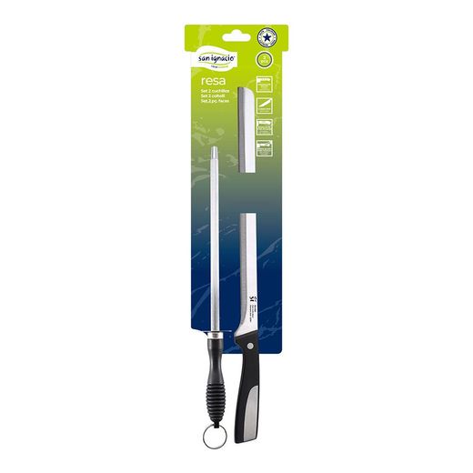 Cuchillo Jamonero + Chaira Acero Inox