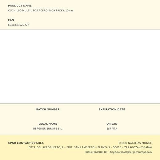 Cuchillo Multiusos Pakka De Acero Inoxidable 10 Cm