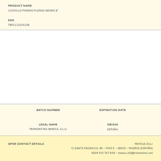 Cuchillo Panero Plenus Negro 200 Mm