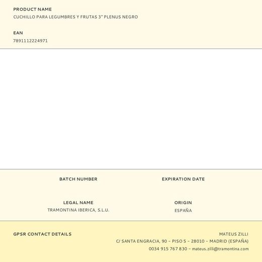 Cuchillo Para Legumbres Y Frutas Plenus Negro 7,7 Cm Blister