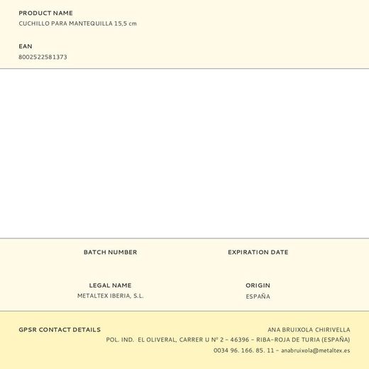 Cuchillo Para Mantequilla 15,5 Cm