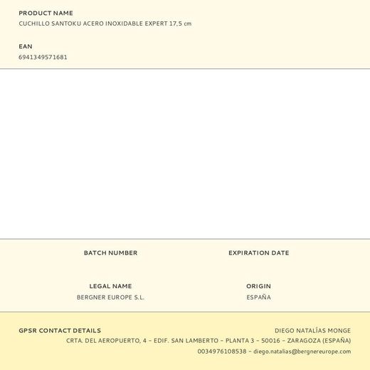 Cuchillo Santoku Acero Inoxidable Expert 17,5 Cm