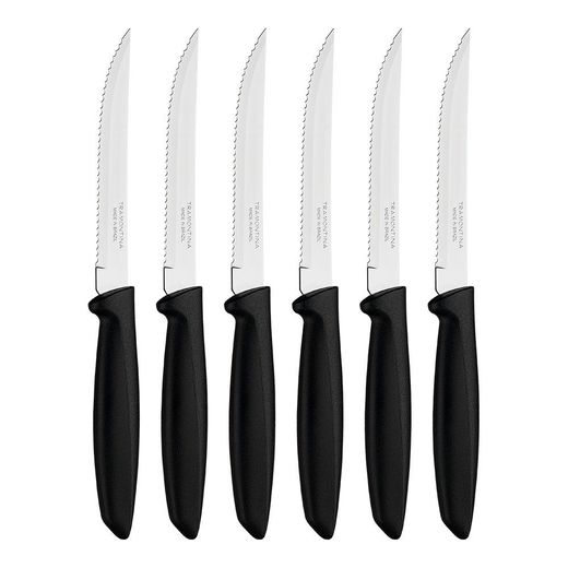Cuchillos Dentados Para Carne, Plenus, Negro, 6 Uds
