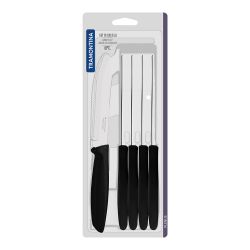 Cuchillos Dentados Para Carne Punta Redonda, Plenus, Negro, 6 Uds