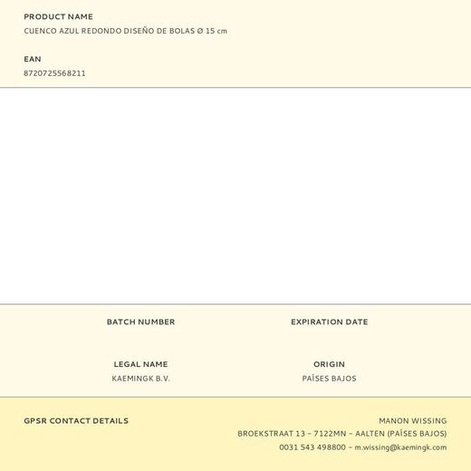 Cuenco Azul Redondo Diseño De Bolas Ø 15 Cm