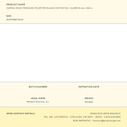 Cuerda Driza Trenzado Poliéster Blanco Distintivo, Calibre 8 Mm X 200 M