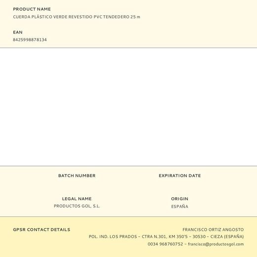 Cuerda Plástico Verde Revestido Pvc Tendedero 25 M