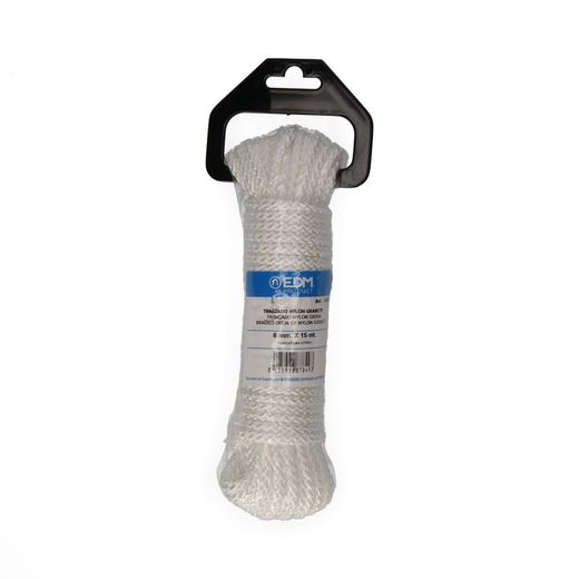 Cuerda Trenzada Nylon Blanco Granate, Calibre 6 Mm X 15 M