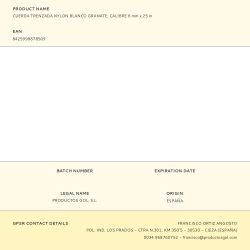 Cuerda Trenzada Nylon Blanco Granate, Calibre 6 Mm X 25 M