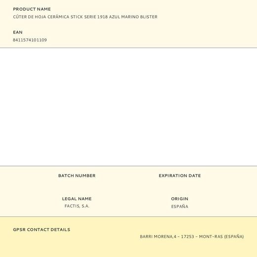 Cúter De Hoja Cerámica Stick Serie 1918 Azul Marino Blister